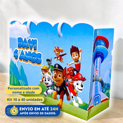 Sacolinha Personalizada Patrulha Canina | Lembrancinha Infantil | Pegue e Monte