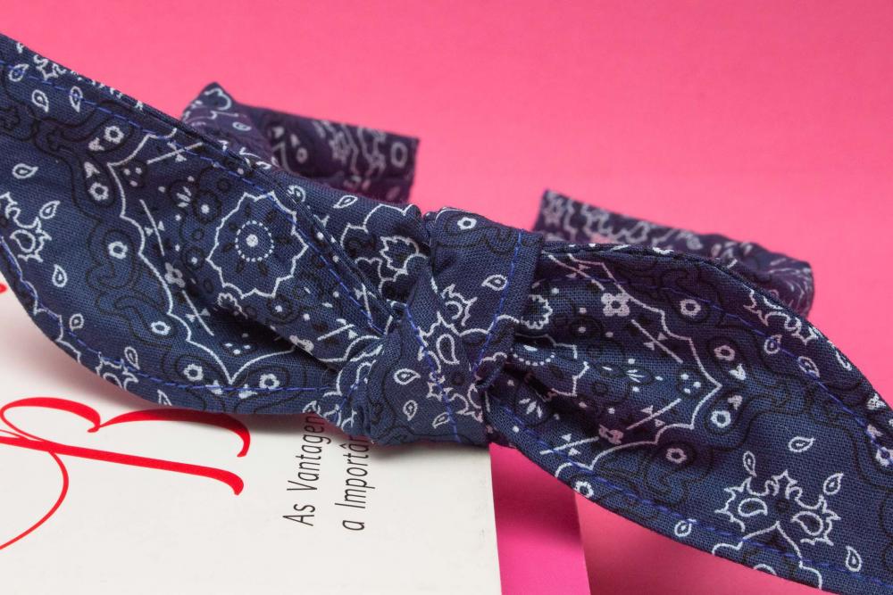 TIARA | TRICOLINE BANDANA LAÇO | AZUL ESCURO