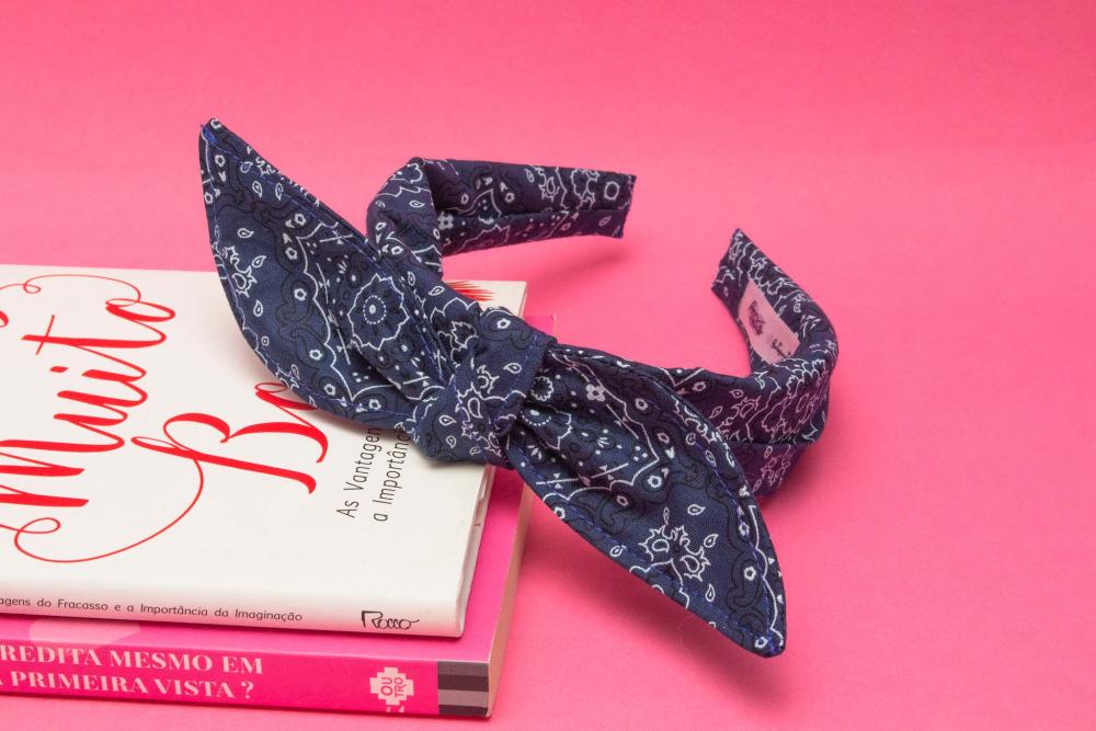 TIARA | TRICOLINE BANDANA LAÇO | AZUL ESCURO