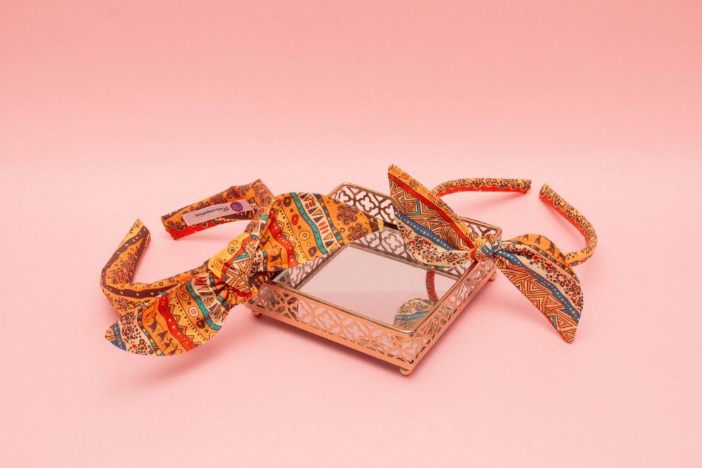 KIT MÃE E FILHA TRICOLINE LAÇO (2 TIARA) | AFRICANO TERRA