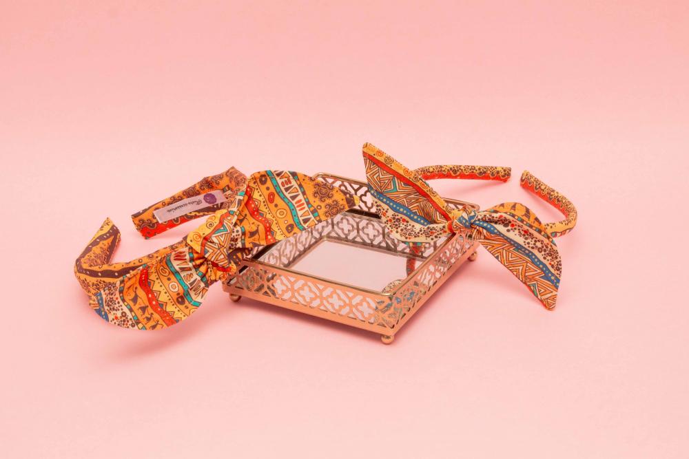 KIT MÃE E FILHA TRICOLINE LAÇO (2 TIARA) | AFRICANO TERRA
