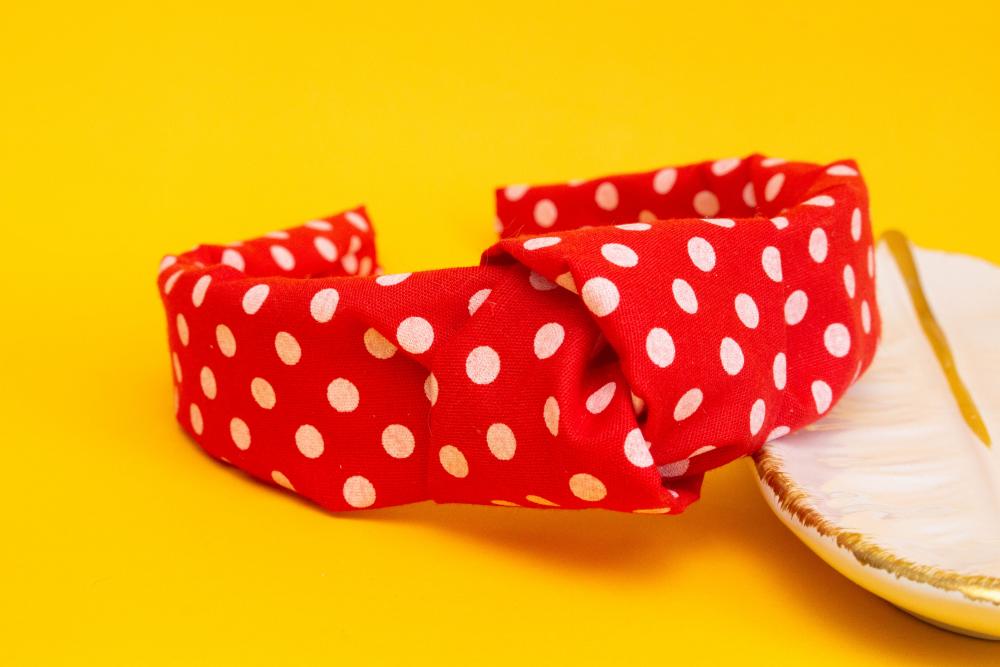 TIARA | TRICOLINE COM BOLINHA NÓ TURBANTE  | VERMELHA