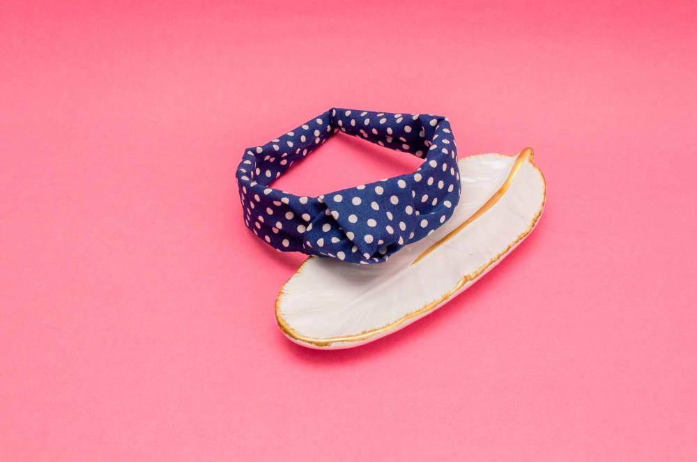 TIARA | TRICOLINE COM BOLINHA NÓ TURBANTE | AZUL ESCURO