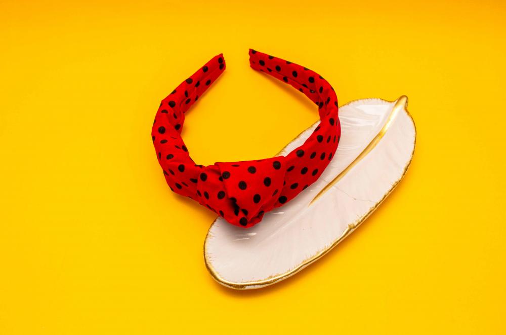 TIARA | TRICOLINE COM BOLINHA NÓ TURBANTE | VERMELHO BOLINHA PRE
