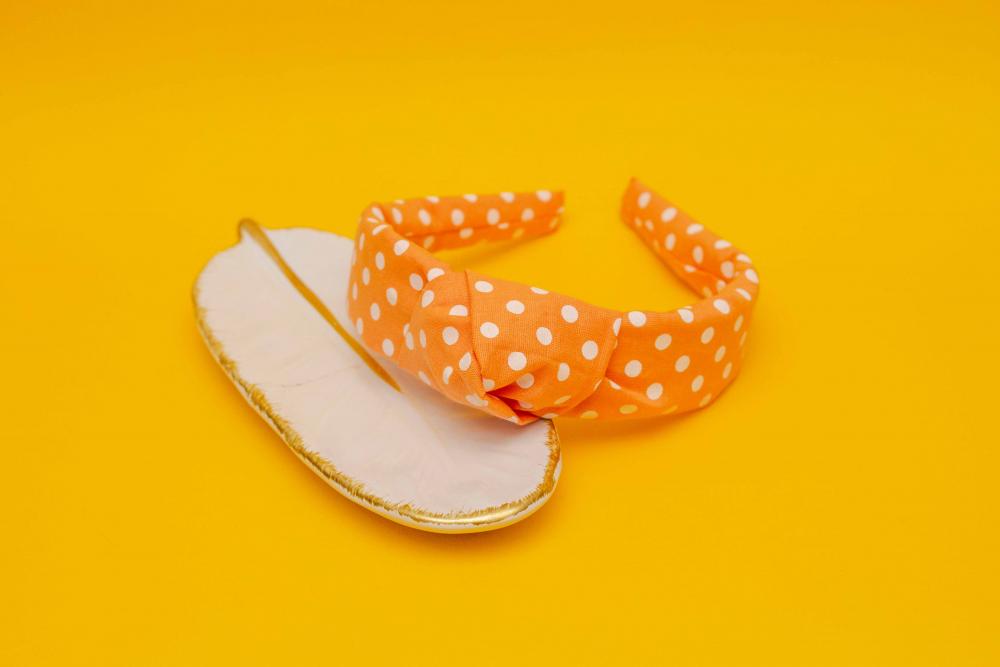 TIARA | TRICOLINE COM BOLINHA NÓ TURBANTE | LARANJA