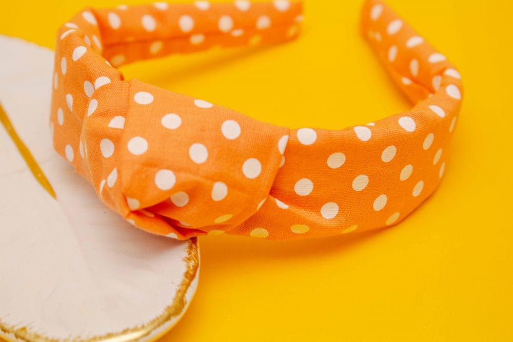 TIARA | TRICOLINE COM BOLINHA NÓ TURBANTE | LARANJA