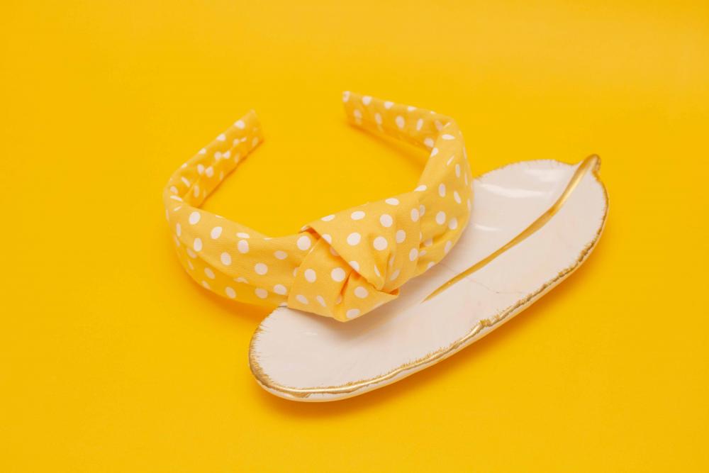 TIARA | TRICOLINE COM BOLINHA NÓ TURBANTE | AMARELO