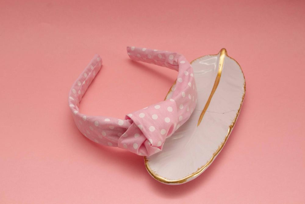 TIARA | TRICOLINE COM BOLINHA NÓ TURBANTE | ROSA