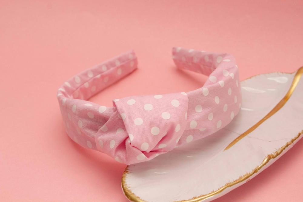 TIARA | TRICOLINE COM BOLINHA NÓ TURBANTE | ROSA
