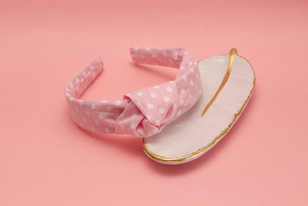 TIARA | TRICOLINE COM BOLINHA NÓ TURBANTE | ROSA