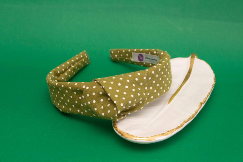 TIARA | TRICOLINE COM BOLINHA NÓ TURBANTE | VERDE