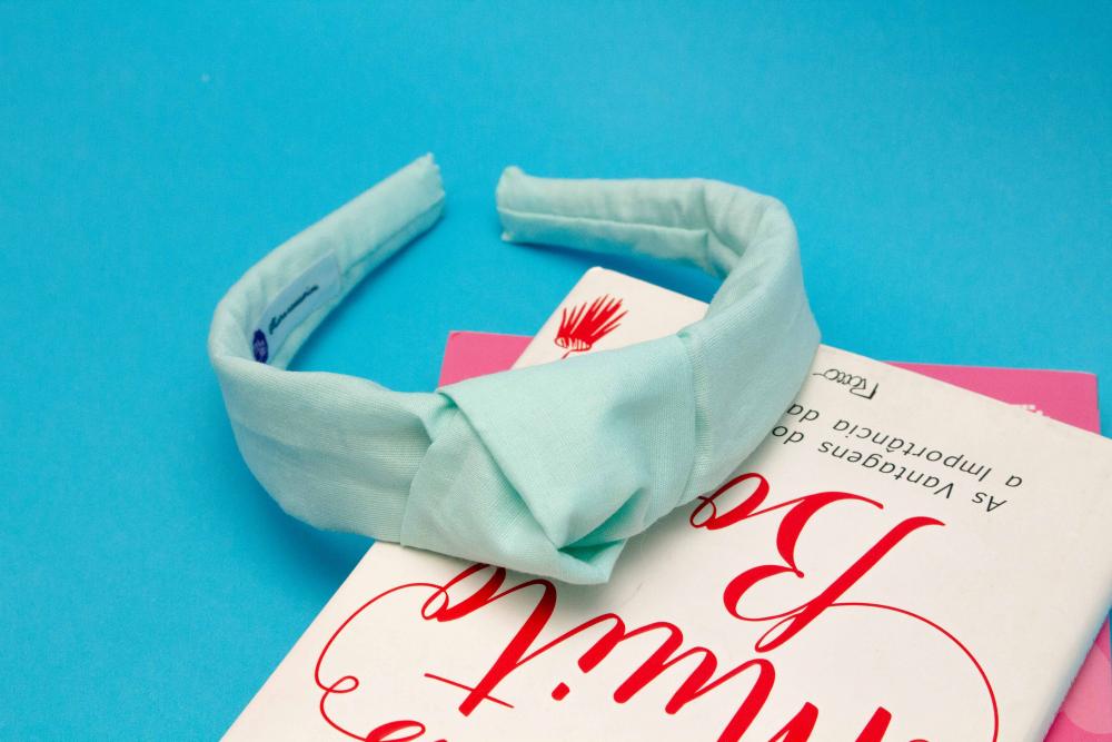 TIARA | TRICOLINE LISO NÓ TURBANTE | AZUL BEBE