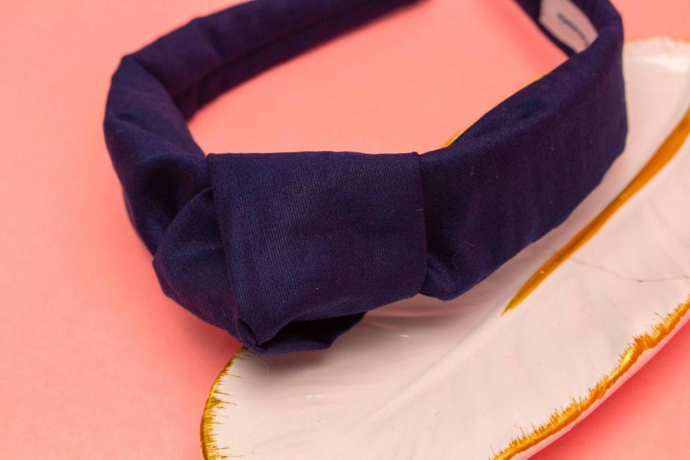 TIARA | TRICOLINE LISO NÓ TURBANTE | AZUL MARINHO