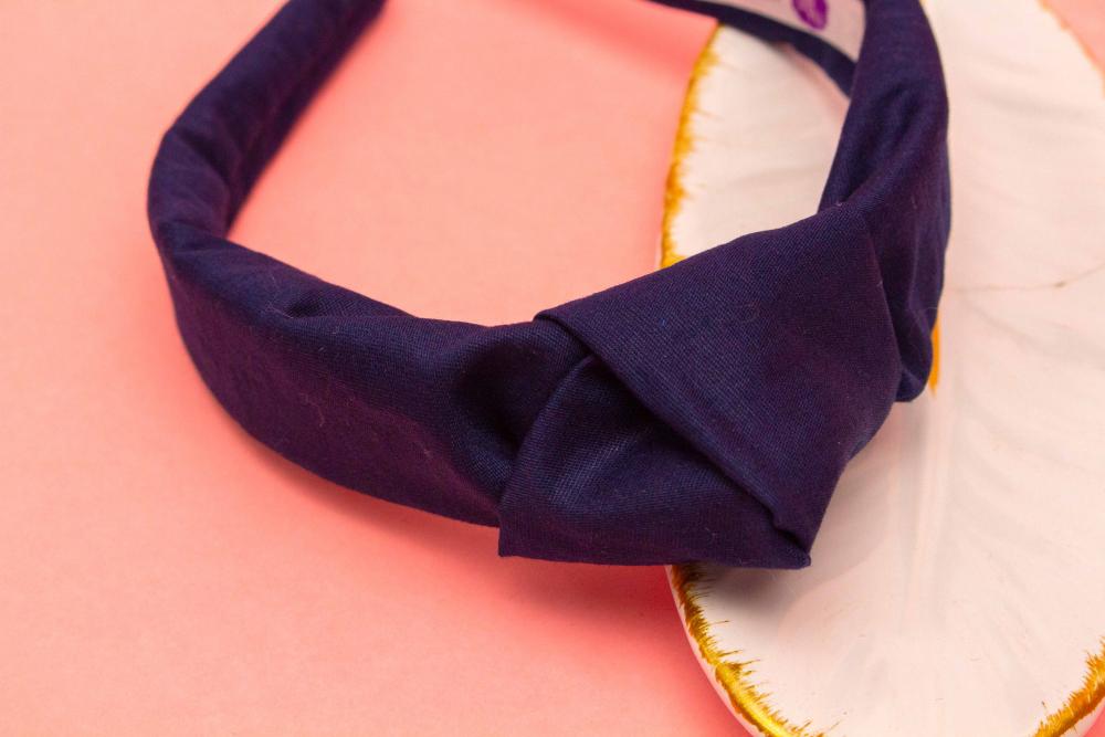 TIARA | TRICOLINE LISO NÓ TURBANTE | AZUL MARINHO
