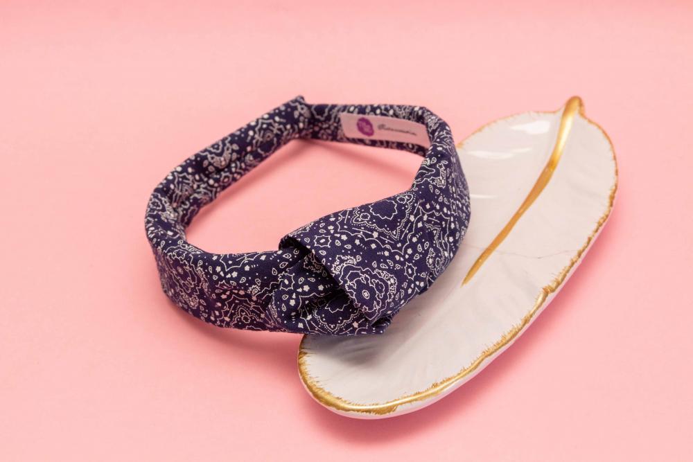 TIARA | TRICOLINE BANDANA NÓ TURBANTE | AZUL ESCURO