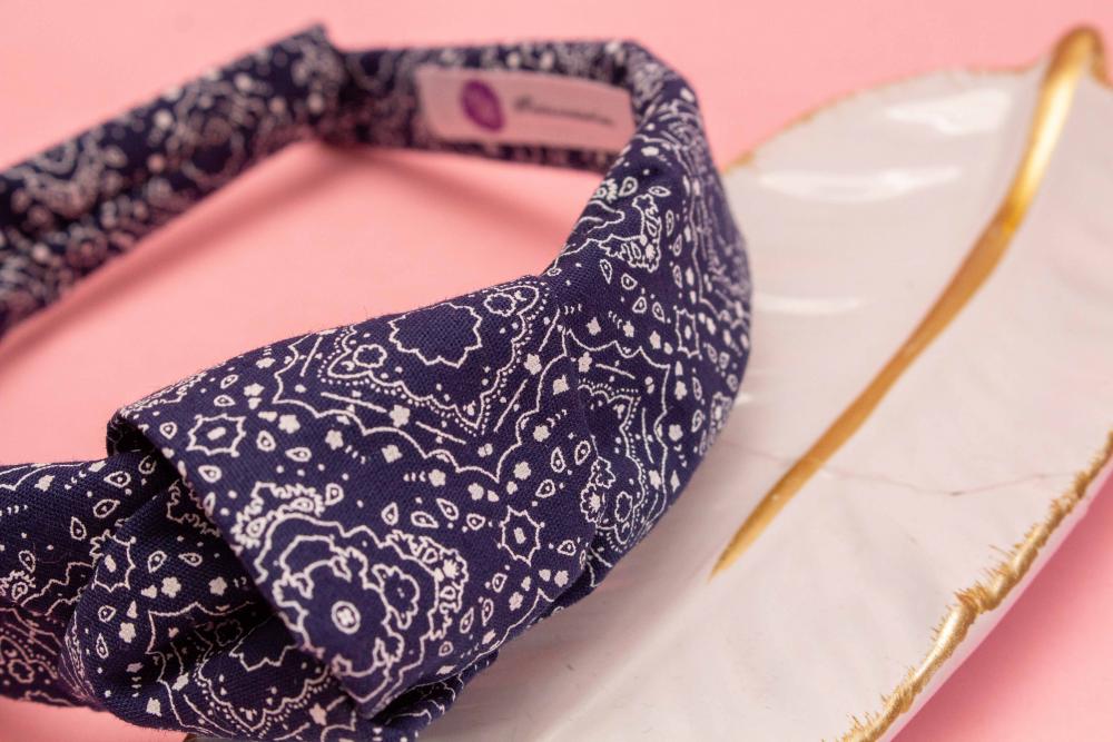 TIARA | TRICOLINE BANDANA NÓ TURBANTE | AZUL ESCURO