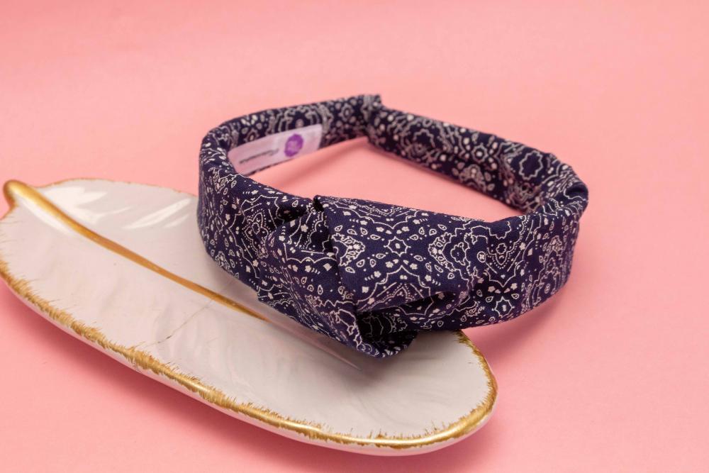TIARA | TRICOLINE BANDANA NÓ TURBANTE | AZUL ESCURO