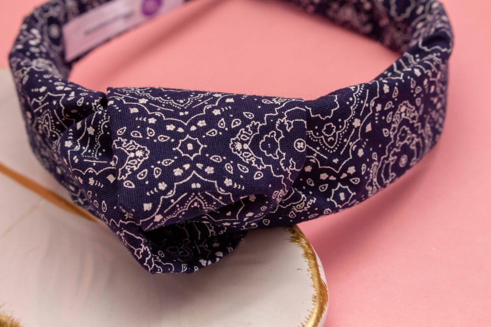 TIARA | TRICOLINE BANDANA NÓ TURBANTE | AZUL ESCURO