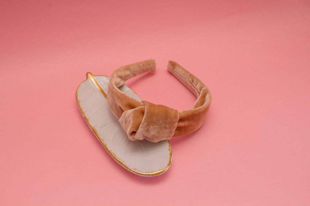 TIARA | NÓ TURBANTE VELUDO | PALHA DOURADA