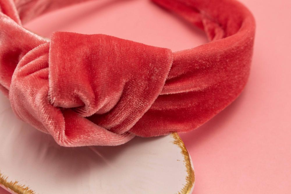 TIARA | NÓ TURBANTE VELUDO | ROSA CHICLETE