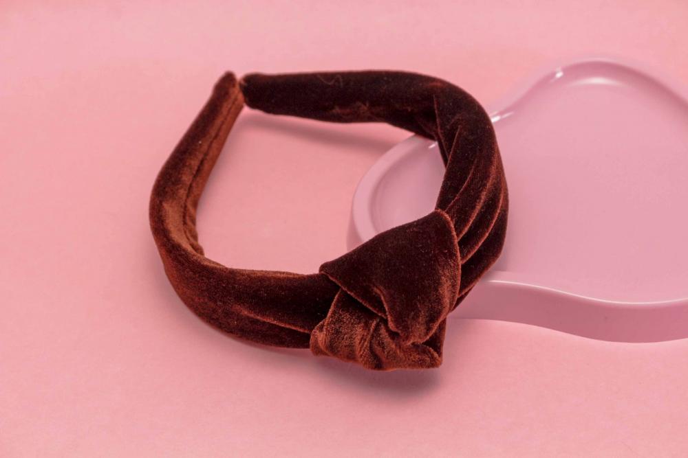 TIARA | NÓ TURBANTE VELUDO | MARROM ESCURO