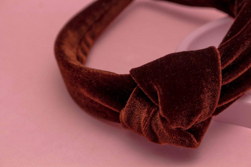 TIARA | NÓ TURBANTE VELUDO | MARROM ESCURO
