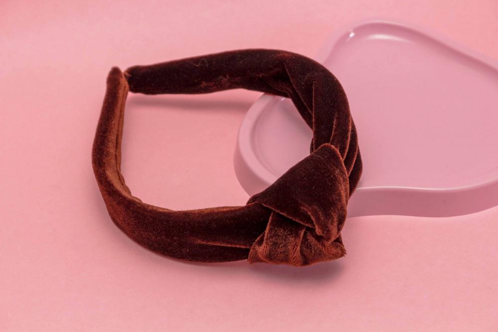 TIARA | NÓ TURBANTE VELUDO | MARROM ESCURO