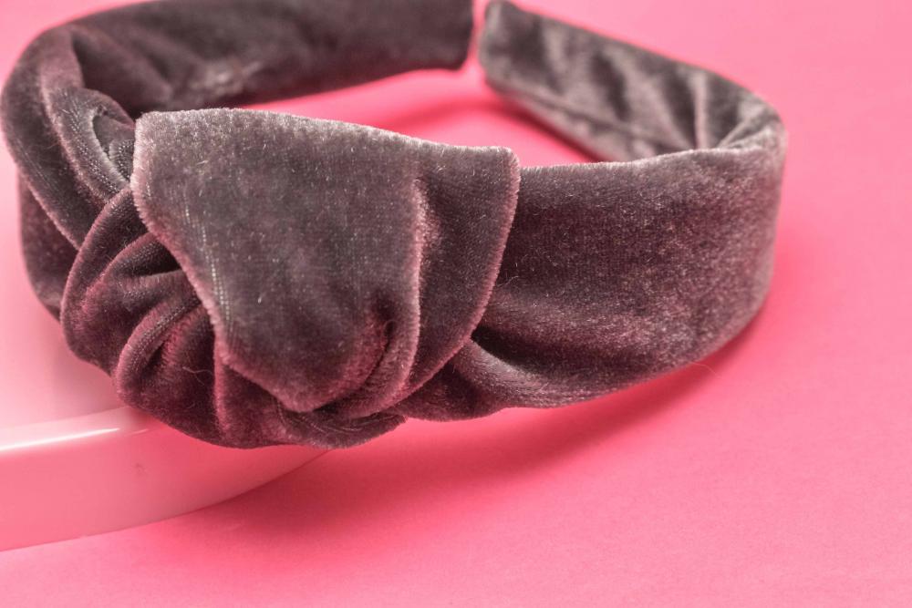 TIARA | NÓ TURBANTE VELUDO | CINZA
