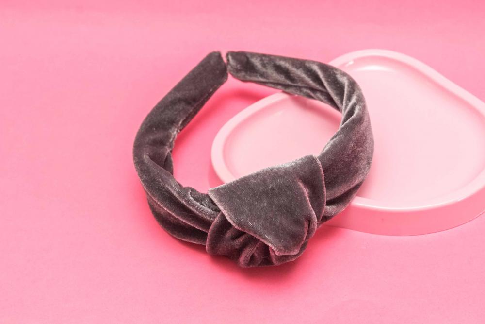 TIARA | NÓ TURBANTE VELUDO | CINZA
