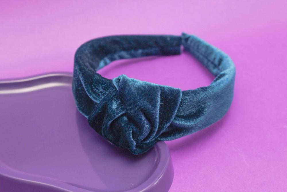 TIARA | NÓ TURBANTE VELUDO | AZUL PETROLEO
