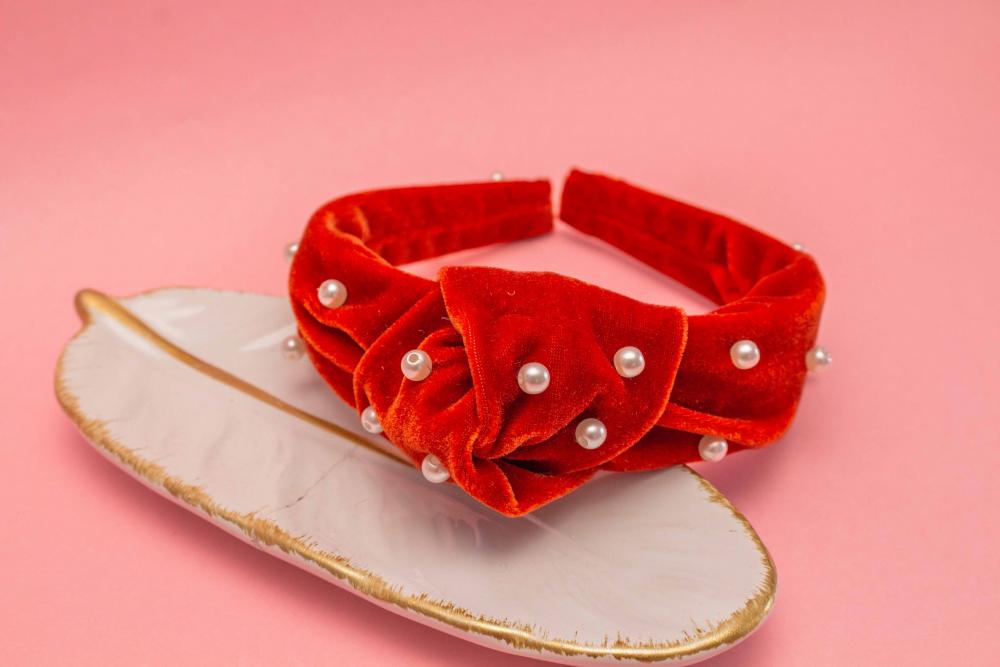 TIARA | NÓ TURBANTE VELUDO COM PEROLAS | TERRA COTA