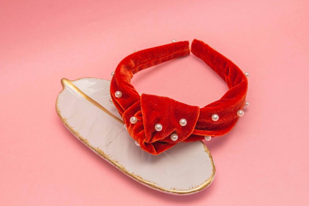 TIARA | NÓ TURBANTE VELUDO COM PEROLAS | TERRA COTA