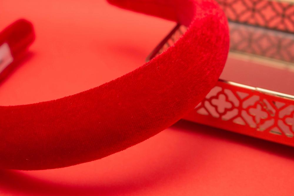 TIARA | CHEIA VELUDO | VERMELHO