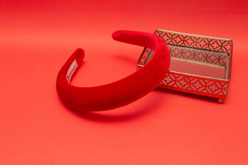TIARA | CHEIA VELUDO | VERMELHO