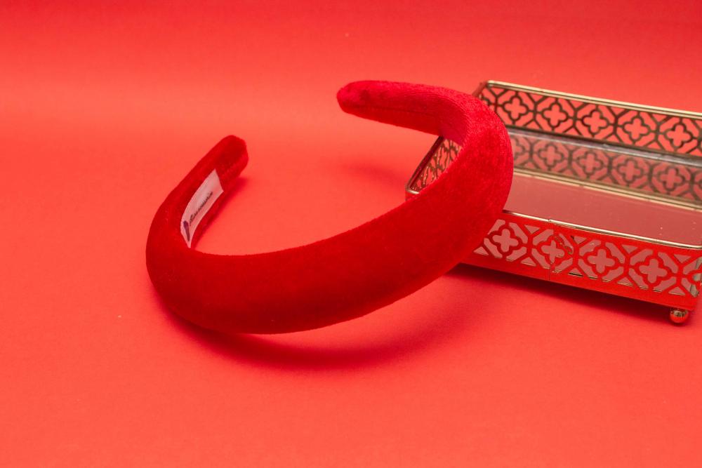 TIARA | CHEIA VELUDO | VERMELHO