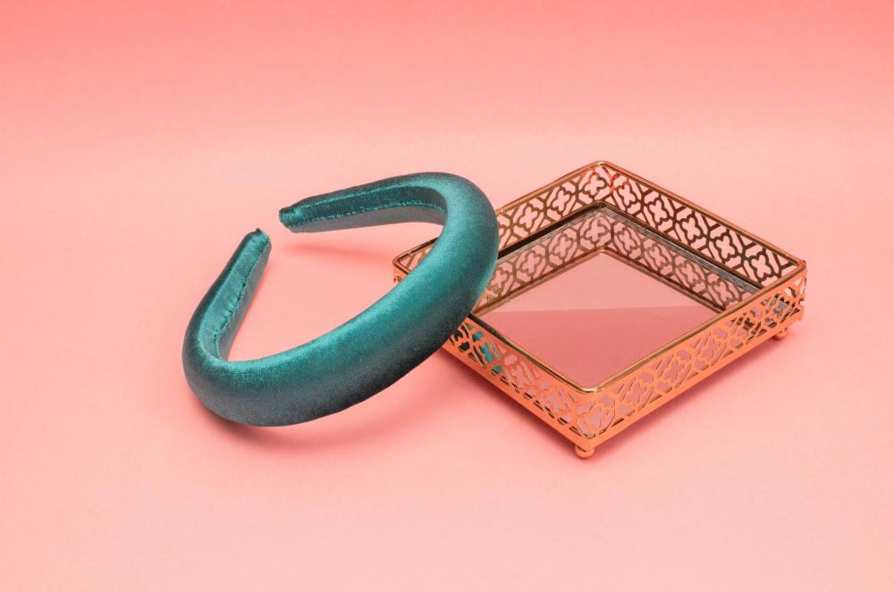 TIARA | CHEIA VELUDO | CIANO ESCURO