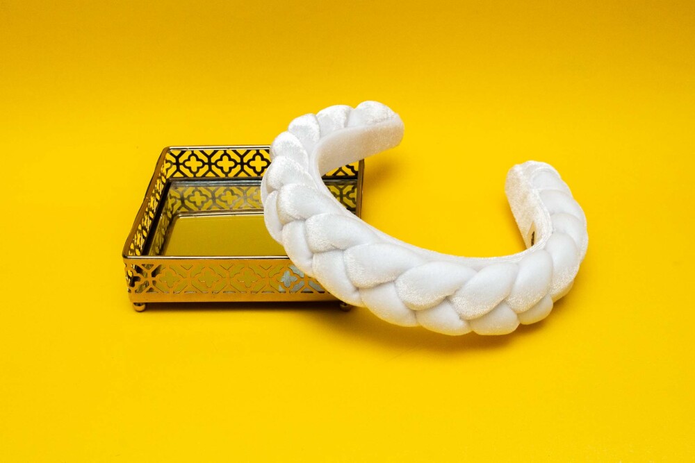 TIARA | TRANÇA CHEIA VELUDO | BRANCO