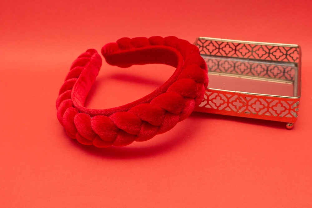 TIARA | TRANÇA CHEIA VELUDO | VERMELHO