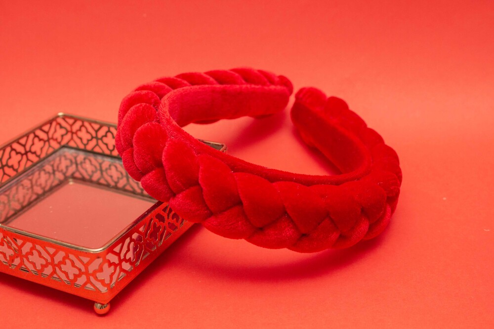 TIARA | TRANÇA CHEIA VELUDO | VERMELHO