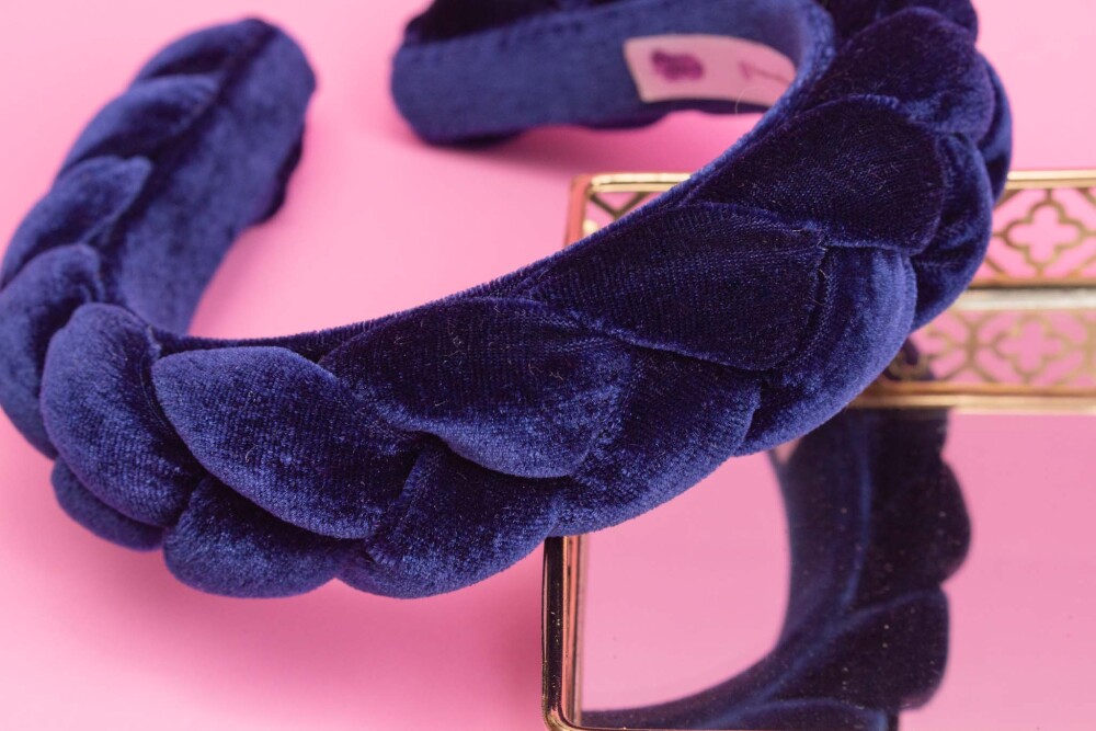 TIARA | TRANÇA CHEIA VELUDO | AZUL MARINHO