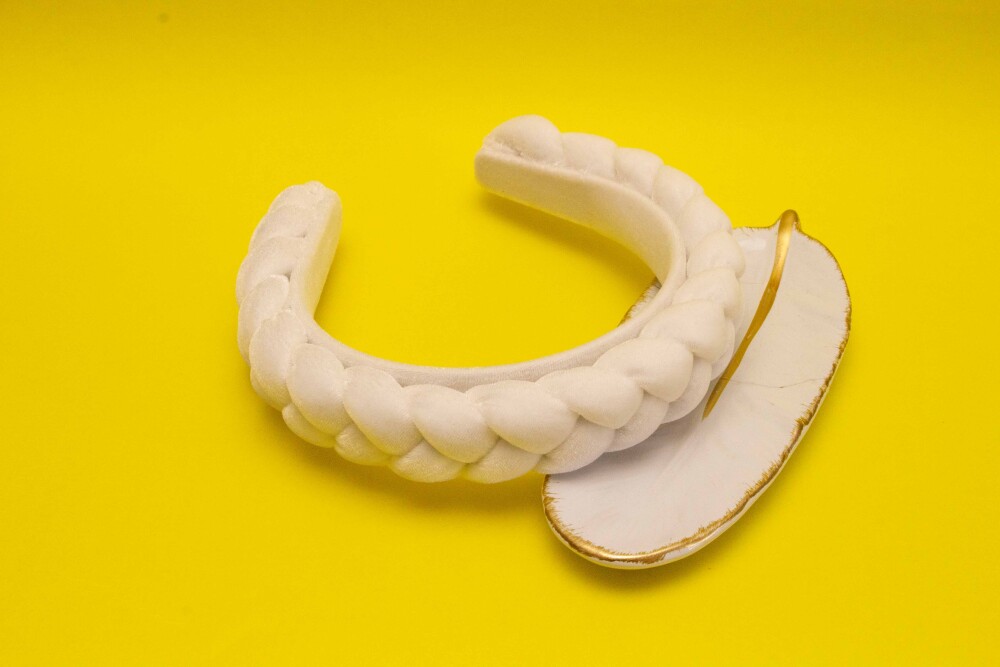 TIARA | TRANÇA CHEIA VELUDO | OFF WHITE