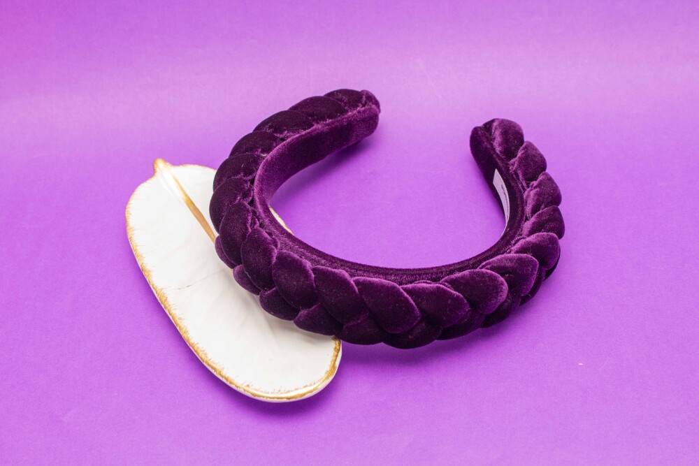 TIARA | TRANÇA CHEIA VELUDO | ROXO ESCURO