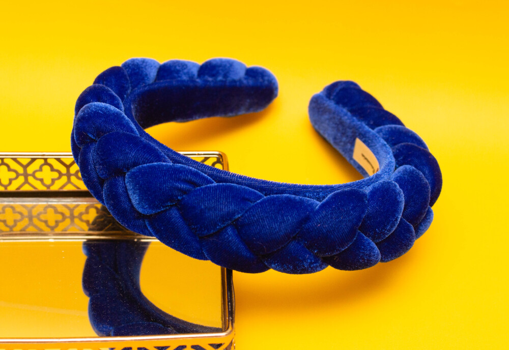 TIARA | TRANÇA CHEIA VELUDO | AZUL ROYAL