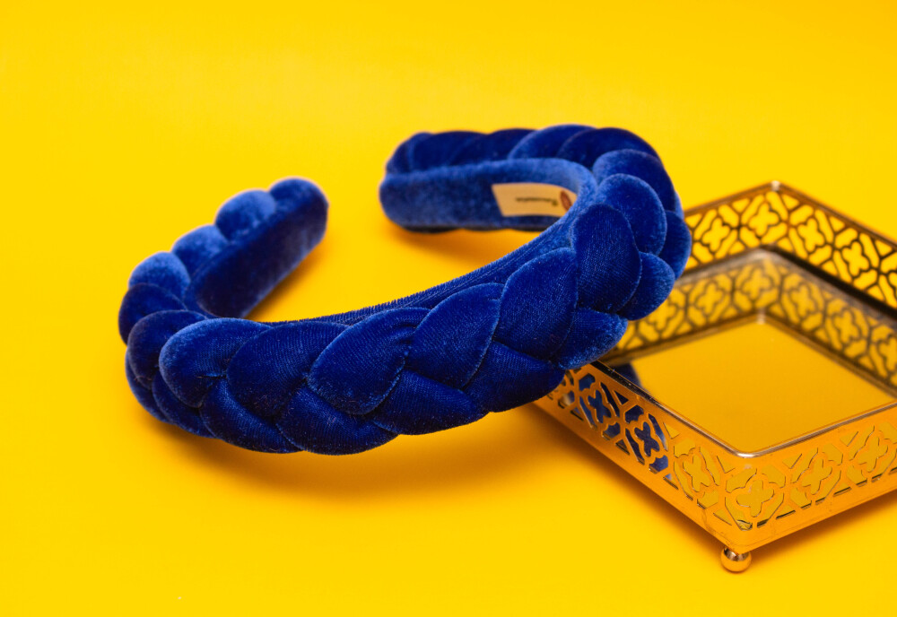 TIARA | TRANÇA CHEIA VELUDO | AZUL ROYAL