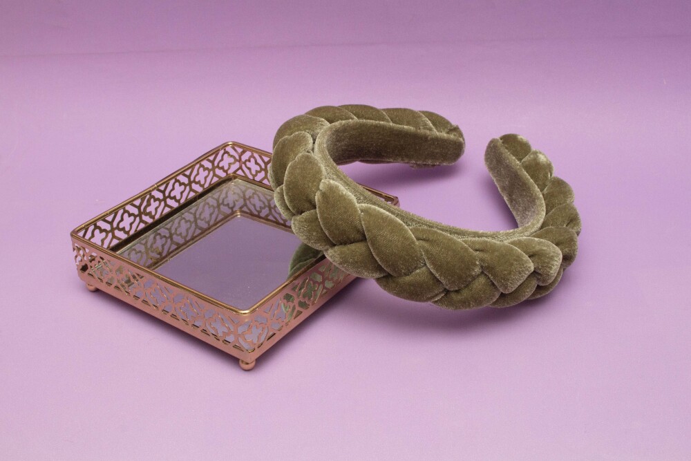 TIARA | TRANÇA CHEIA VELUDO | VERDE MILITAR