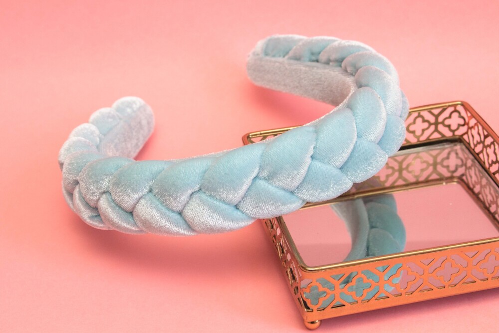 TIARA | TRANÇA CHEIA VELUDO | AZUL CLARO