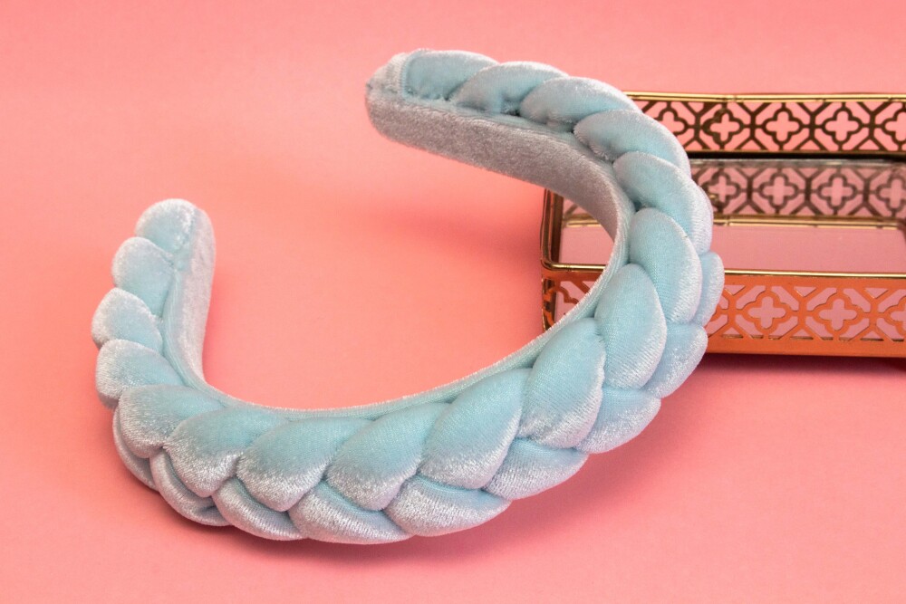 TIARA | TRANÇA CHEIA VELUDO | AZUL CLARO