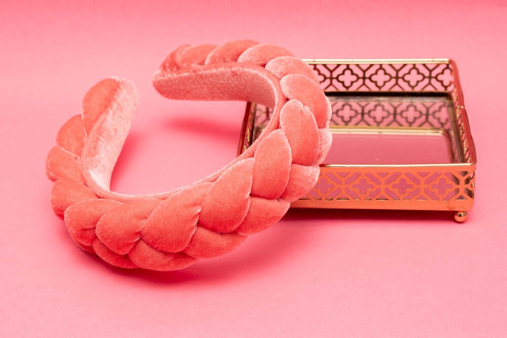 TIARA | TRANÇA CHEIA VELUDO | ROSA CHICLETE