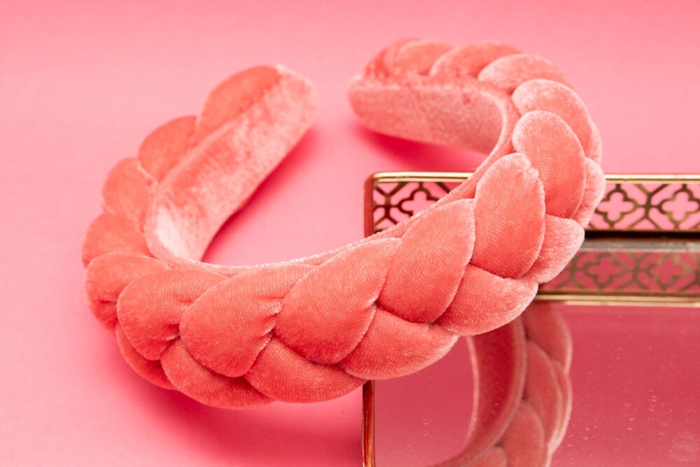 TIARA | TRANÇA CHEIA VELUDO | ROSA CHICLETE