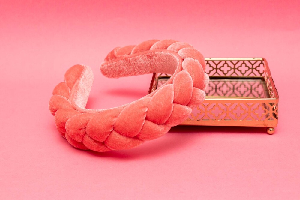 TIARA | TRANÇA CHEIA VELUDO | ROSA CHICLETE